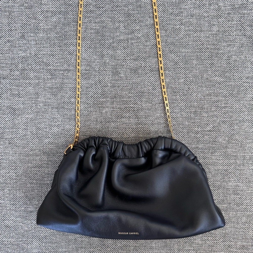 Mansur Gavriel Chain Mini Cloud Clutch in Black / Flamma